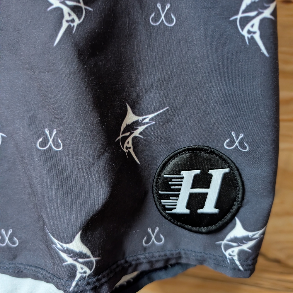 Men's Gray Patterned Swim Board Shorts - Picture 2 of 5